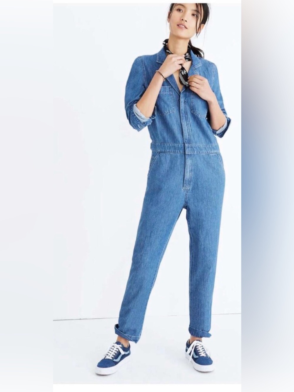 Madewell Denim Coverall Jumpsuit Zipper Front small
